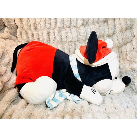 Disney Retro Reimagined Santa Mickey Mouse Sleeping Cuddleez Large Plush 24'' - Picture 4 of 7